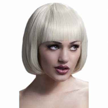Luxe blonde korte verkleed pruik lola voor dames