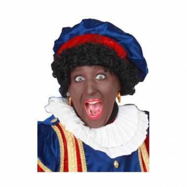 Zwarte piet pruik voor dames en heren