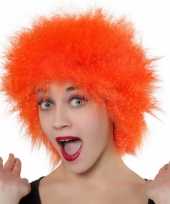 Oranje pruik met wild haar